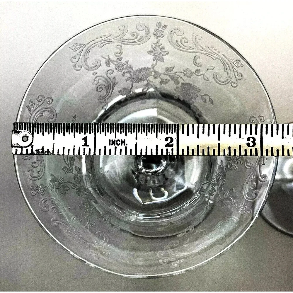 4 Cambridge Chantilly Etch Crystal Elegant Stemware Glasses 3625 Stems 5.75